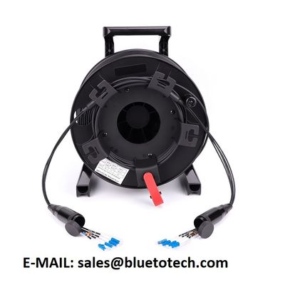 Waterproof Tactical LC to LC 4Fiber Fiber Optic Patch Cord with Metal Cable Trolly for Outdoor Armored Applications